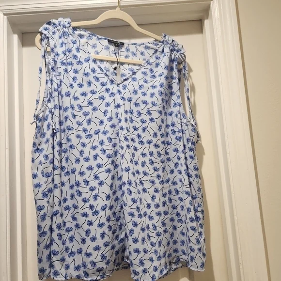 PaperMoon blue floral spring blouse Women's size 2X NWT - Picture 5 of 7